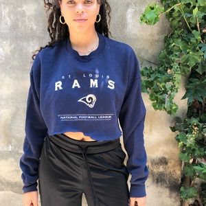 Vintage Navy Lee St Louis Rams Cropped Crewneck